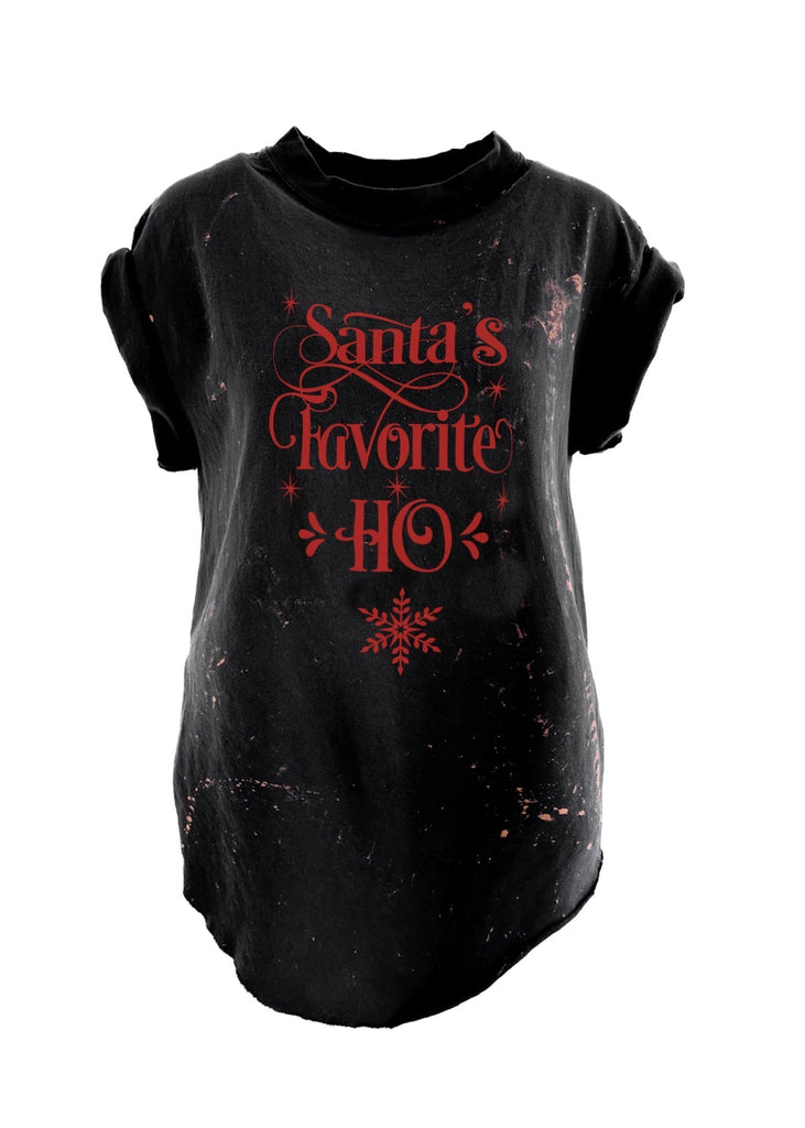 pebby forevee Side Slit Tee SANTA'S FAVORITE HO BLEACHED OUT SIDE SLIT TEE