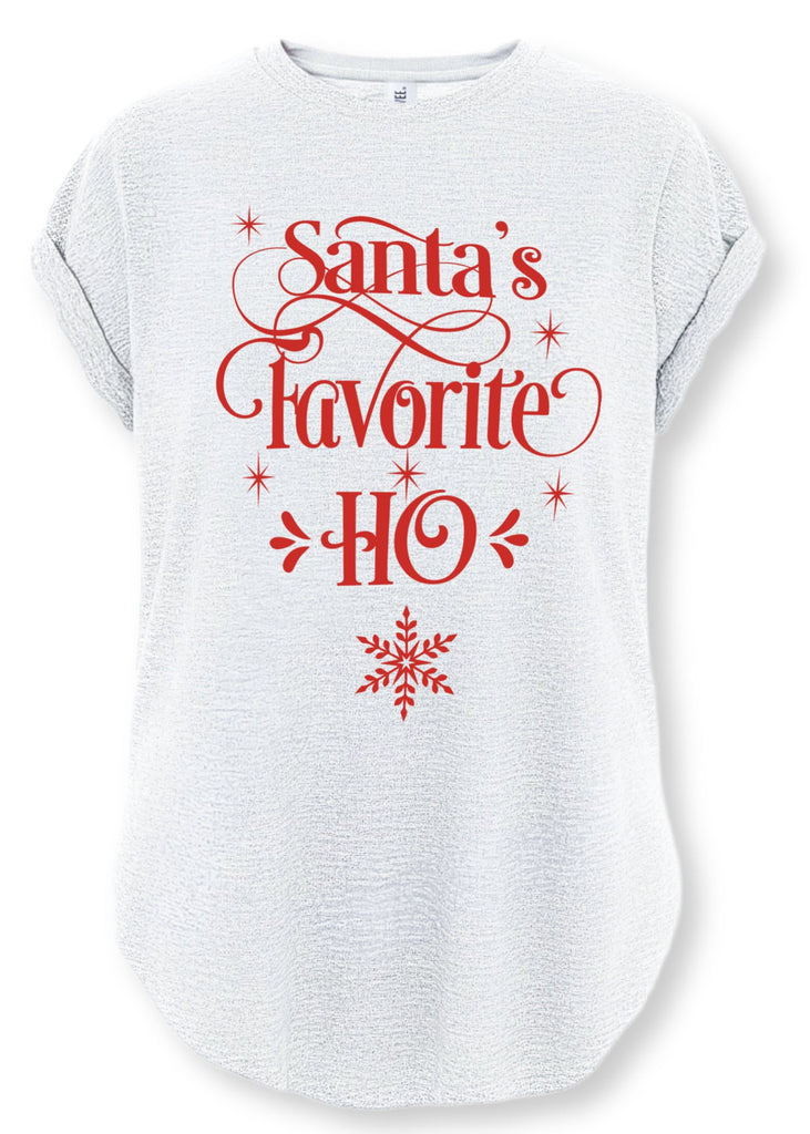 pebby forevee Side Slit Tee SANTA'S FAVORITE HO SIDE SLIT TEE