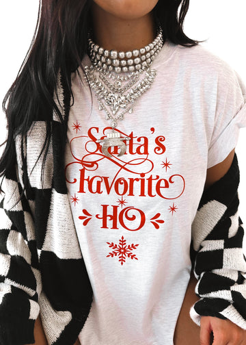 pebby forevee Side Slit Tee SANTA'S FAVORITE HO SIDE SLIT TEE