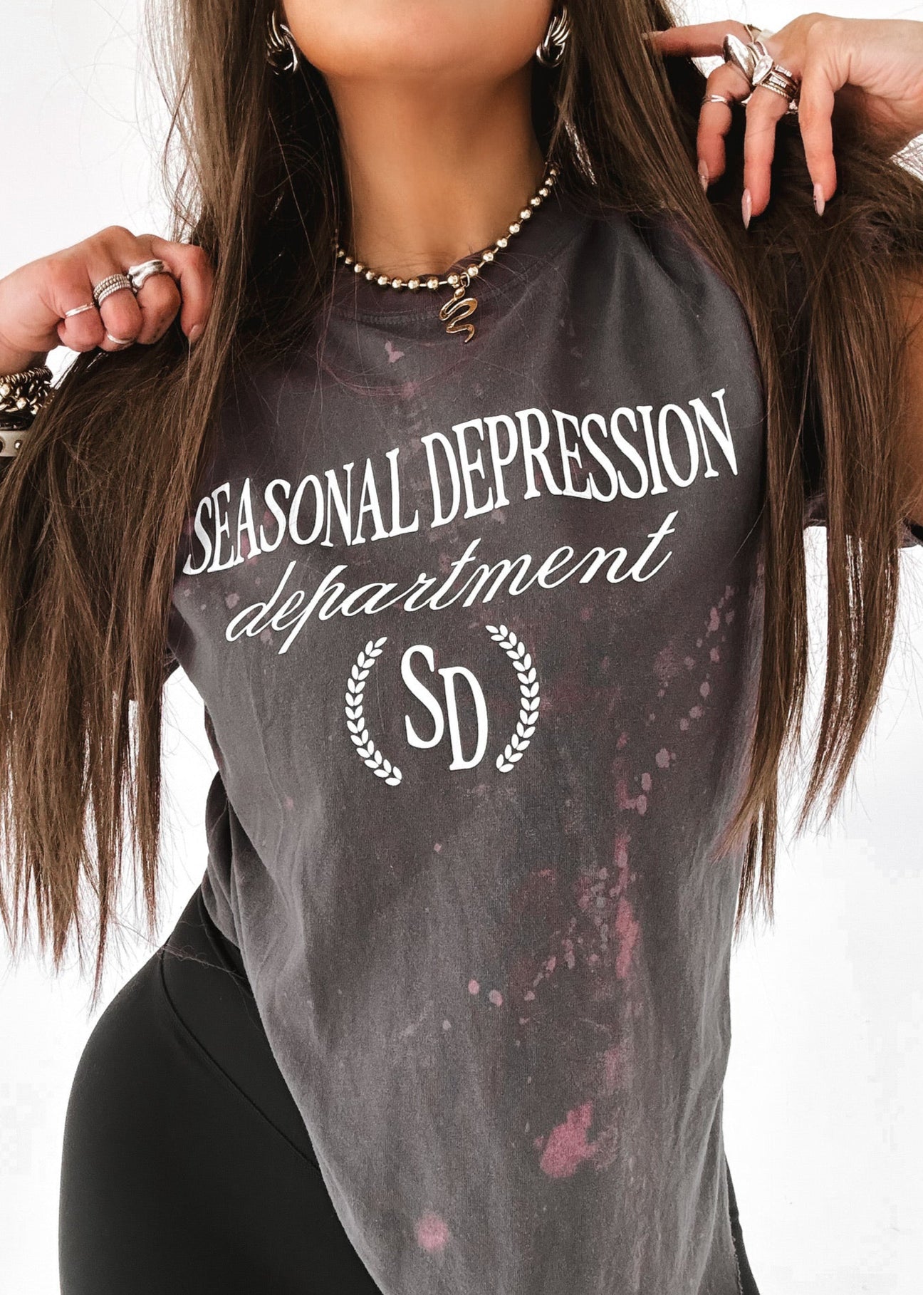 pebby forevee Side Slit Tee SEASONAL DEPRESSION DEPARTMENT BLEACHED OUT SIDE SLIT TEE