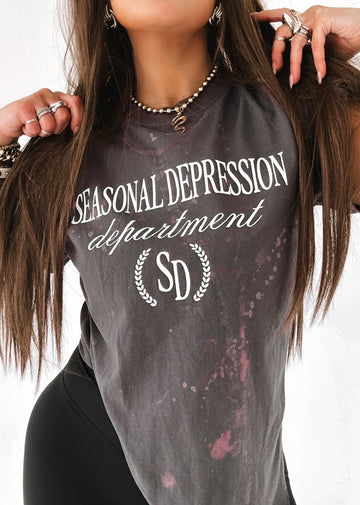 pebby forevee Side Slit Tee SEASONAL DEPRESSION DEPARTMENT BLEACHED OUT SIDE SLIT TEE