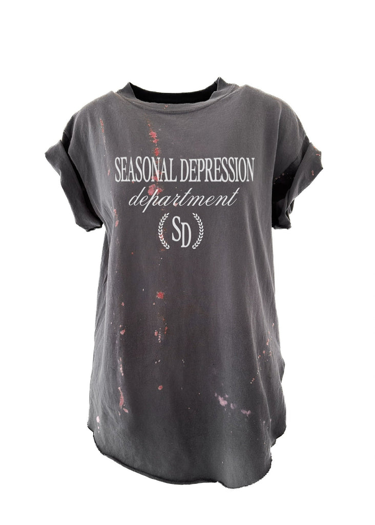 pebby forevee Side Slit Tee SEASONAL DEPRESSION DEPARTMENT BLEACHED OUT SIDE SLIT TEE