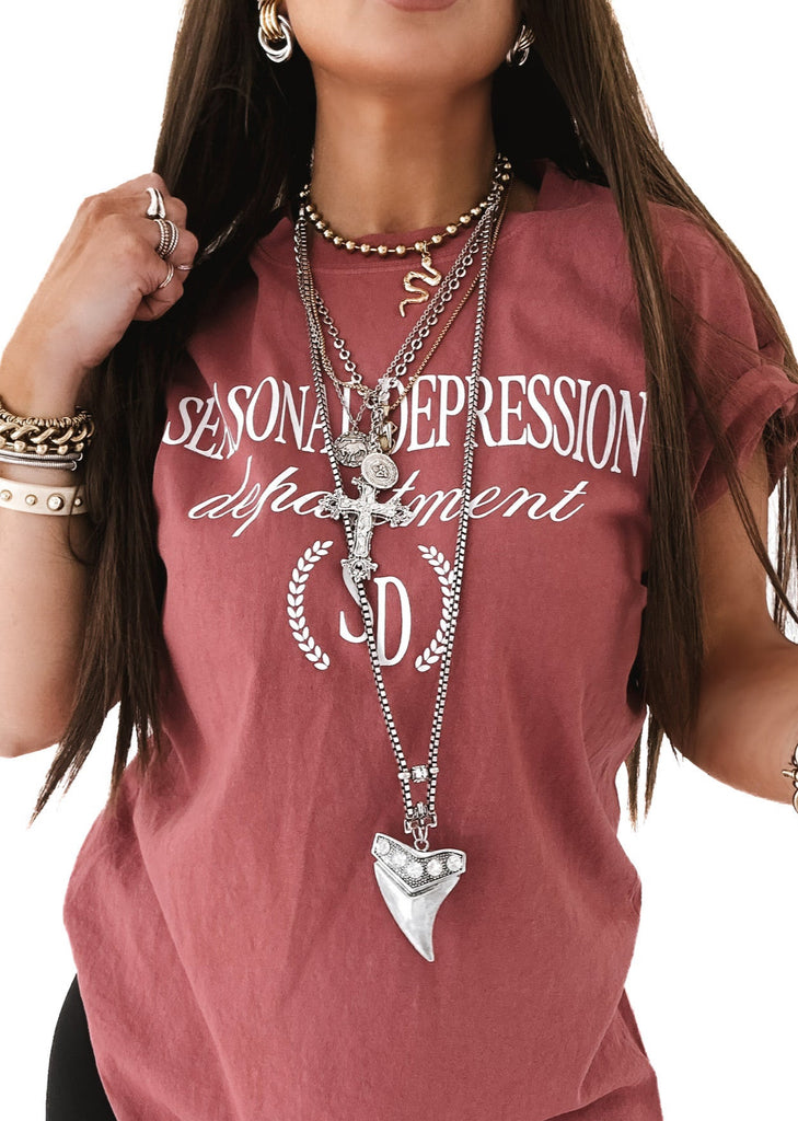 pebby forevee Side Slit Tee SEASONAL DEPRESSION DEPARTMENT SIDE SLIT TEE