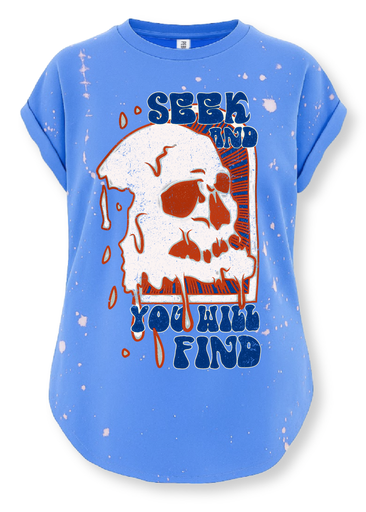 pebby forevee Side Slit Tee SEEK AND YOU WILL FIND BLEACHED OUT SIDE SLIT TEE