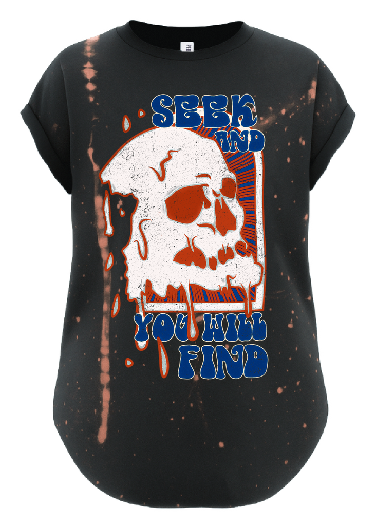 pebby forevee Side Slit Tee SEEK AND YOU WILL FIND BLEACHED OUT SIDE SLIT TEE