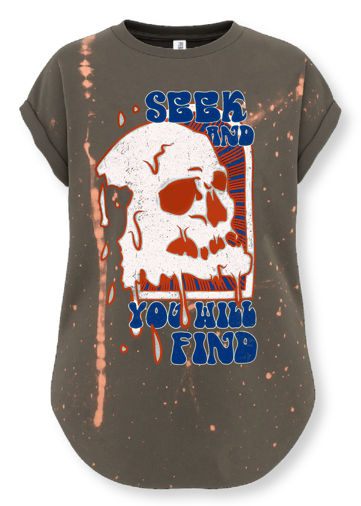 pebby forevee Side Slit Tee SEEK AND YOU WILL FIND BLEACHED OUT SIDE SLIT TEE