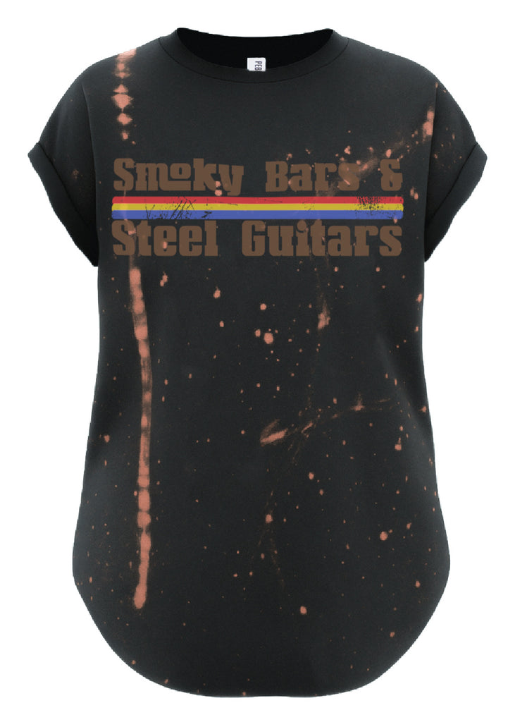 pebby forevee Side Slit Tee SMOKY BARS & STEEL GUITARS BLEACHED OUT SIDE SLIT TEE