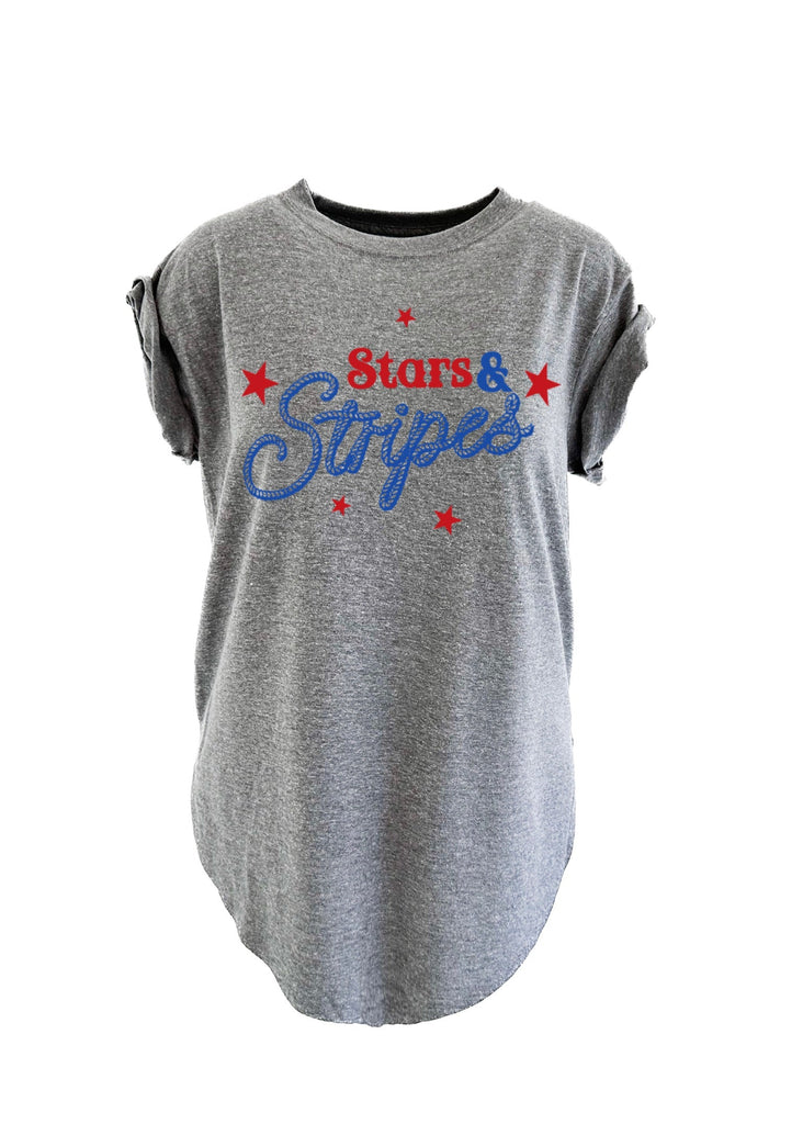 pebby forevee Side Slit Tee STARS & STRIPES SIDE SLIT TEE