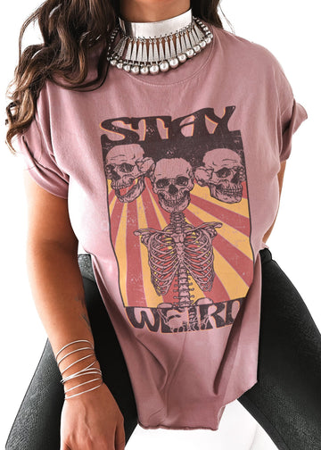 pebby forevee Side Slit Tee STAY WEIRD SIDE SLIT TEE