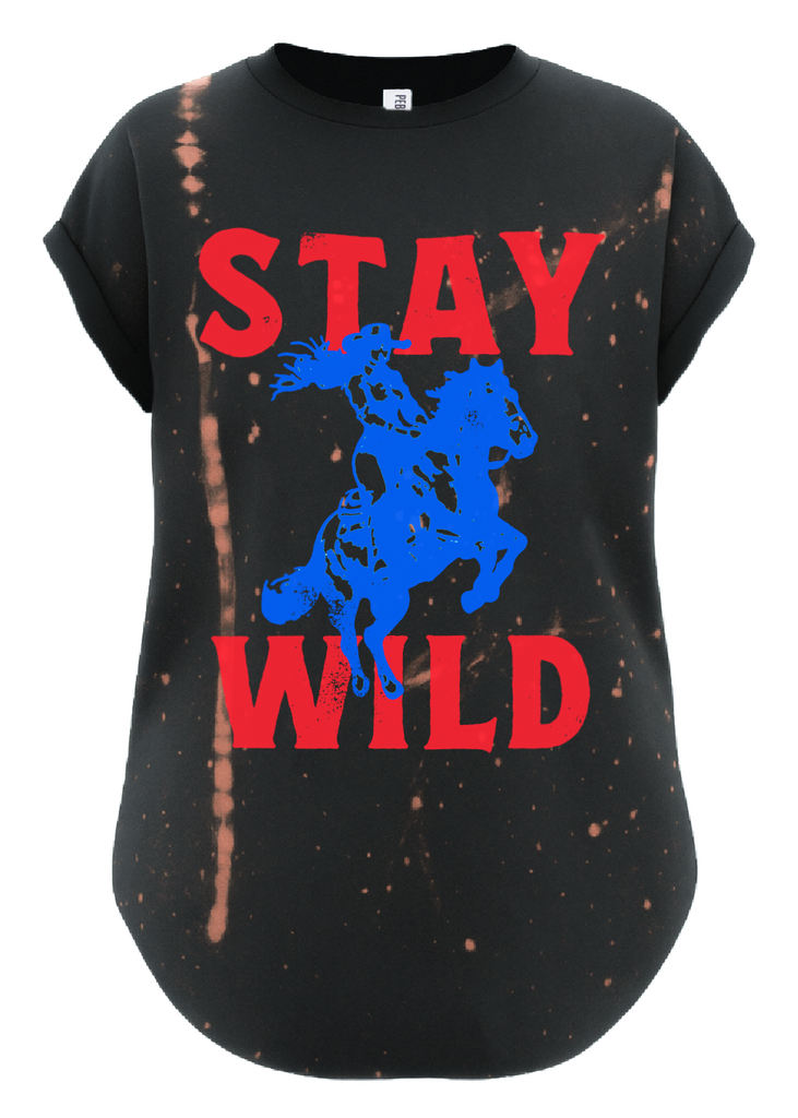 pebby forevee Side Slit Tee STAY WILD BLEACHED OUT SIDE SLIT TEE