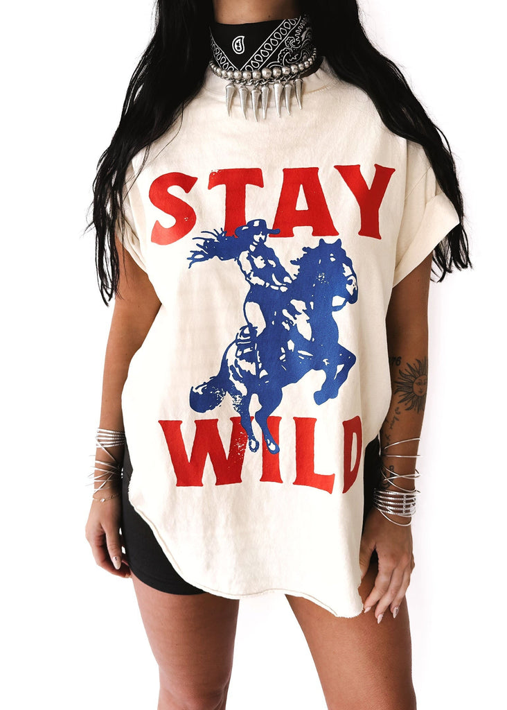 pebby forevee Side Slit Tee STAY WILD SIDE SLIT TEE