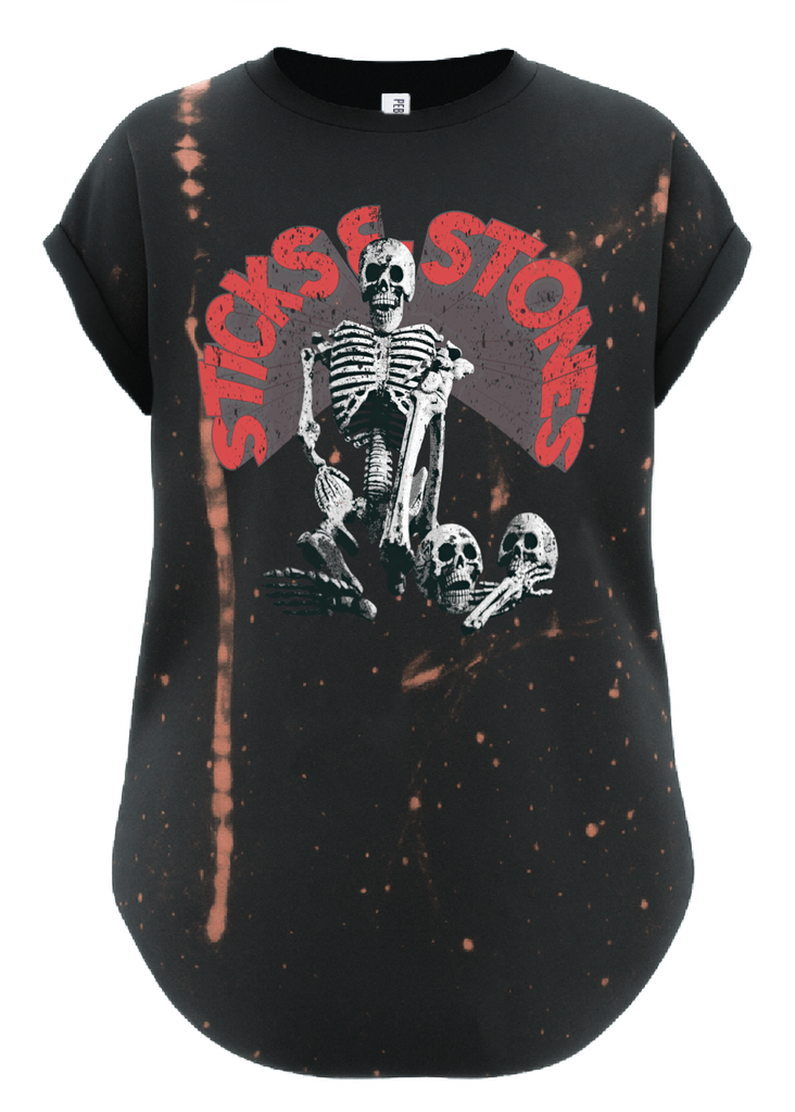 pebby forevee Side Slit Tee STICKS & STONES BLEACHED OUT SIDE SLIT TEE