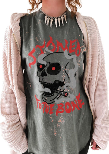pebby forevee Side Slit Tee STONED TO THE BONE BLEACHED OUT SIDE SLIT TEE
