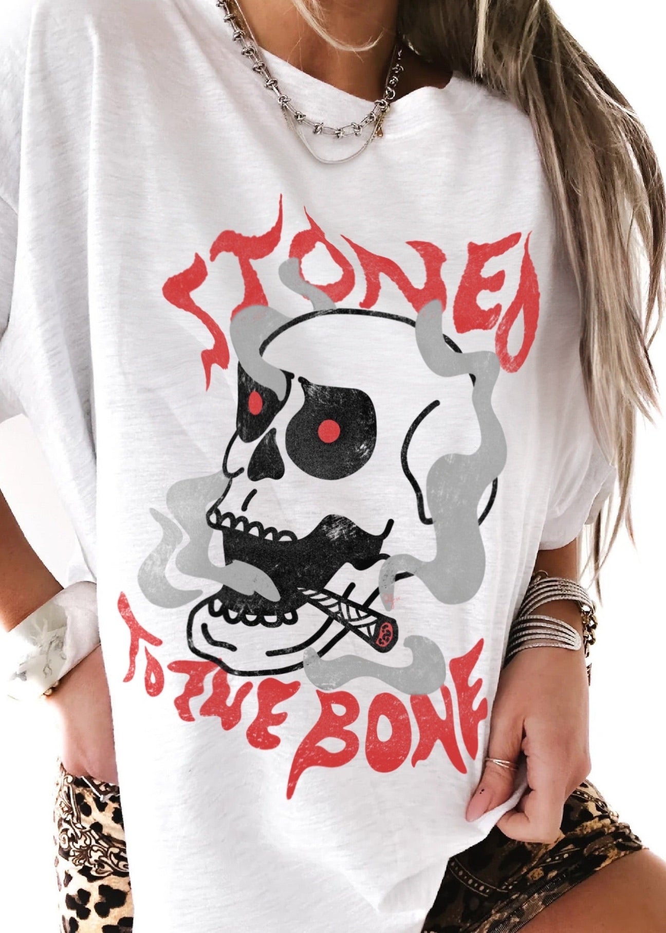pebby forevee Side Slit Tee STONED TO THE BONE SIDE SLIT TEE