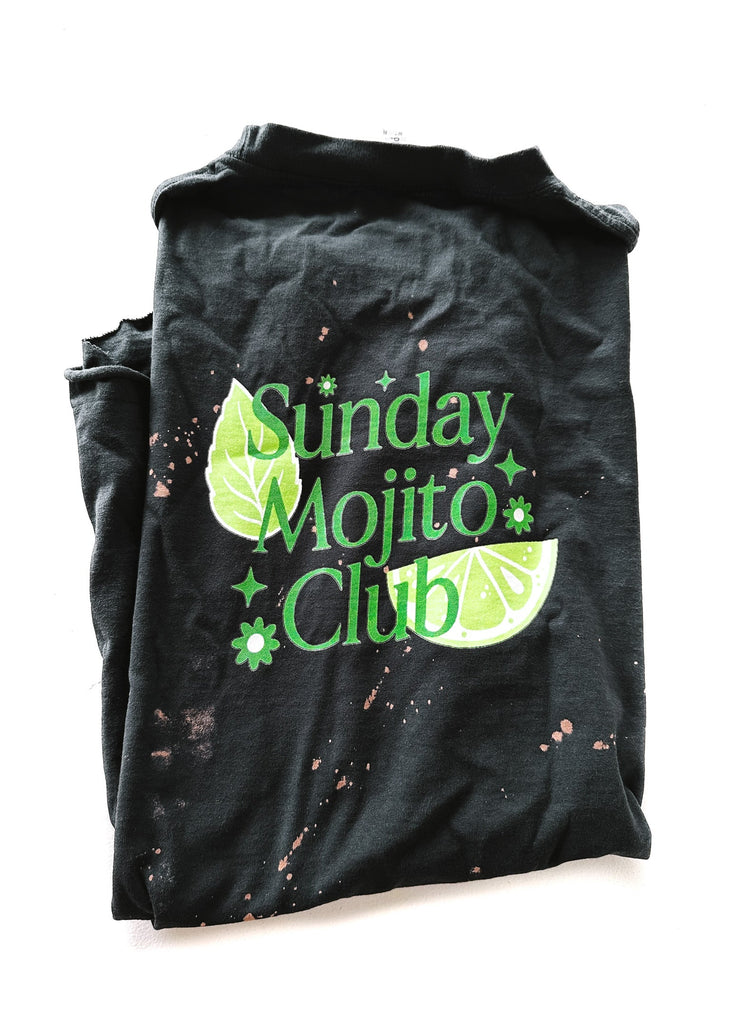 pebby forevee Side Slit Tee SUNDAY MOJITO CLUB BLEACHED OUT SIDE SLIT TEE