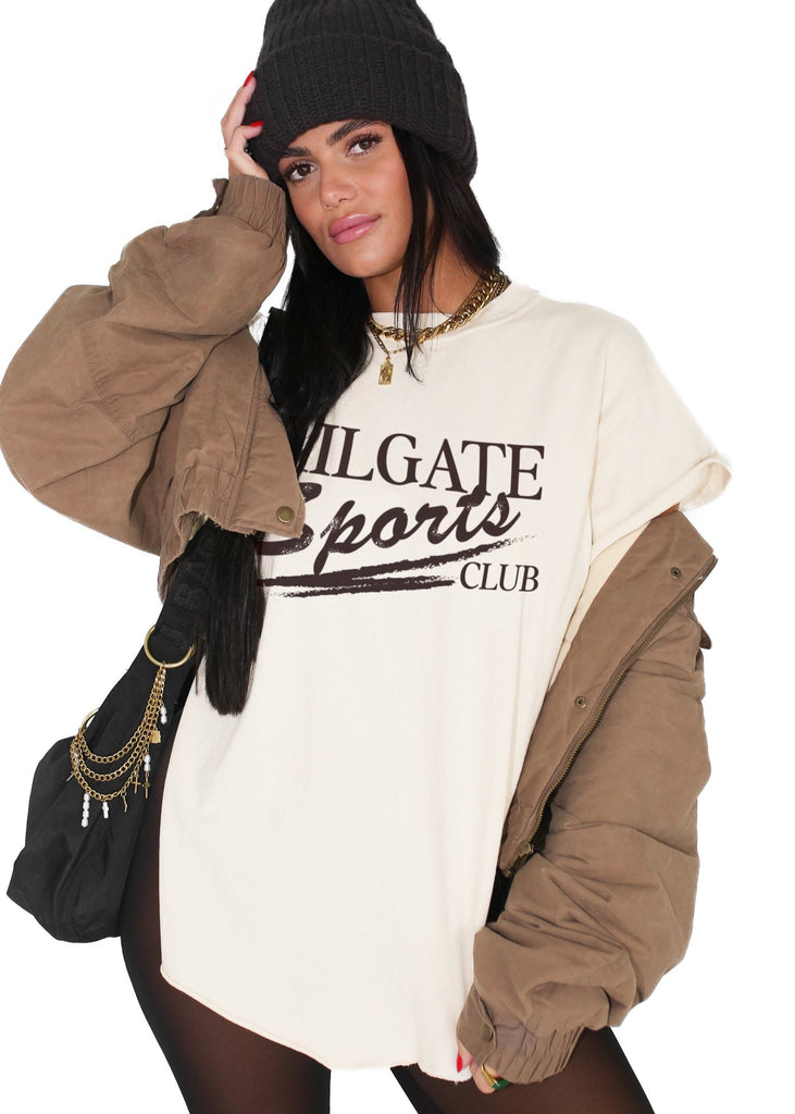 pebby forevee Side Slit Tee TAILGATE SPORTS CLUB SIDE SLIT TEE (BLACK)