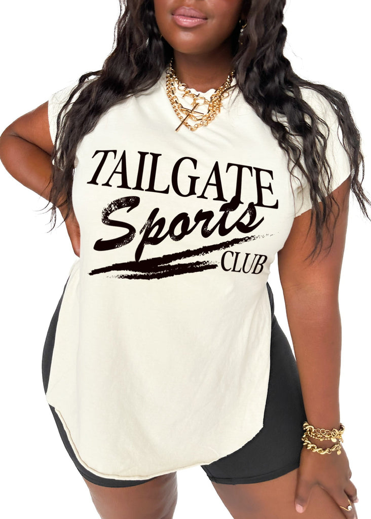 pebby forevee Side Slit Tee TAILGATE SPORTS CLUB SIDE SLIT TEE (BLACK)