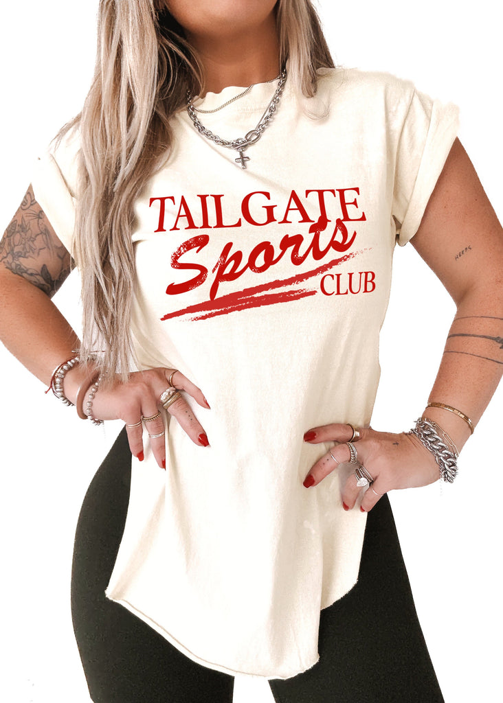 pebby forevee Side Slit Tee TAILGATE SPORTS CLUB SIDE SLIT TEE (RED)
