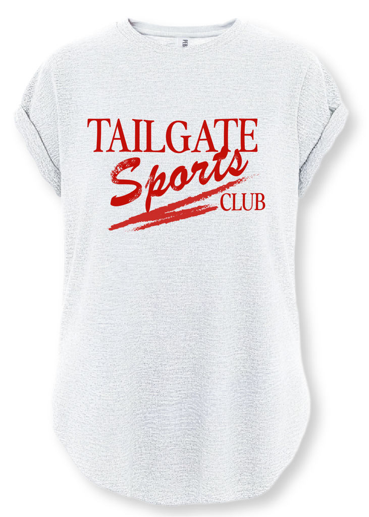 pebby forevee Side Slit Tee TAILGATE SPORTS CLUB SIDE SLIT TEE (RED)