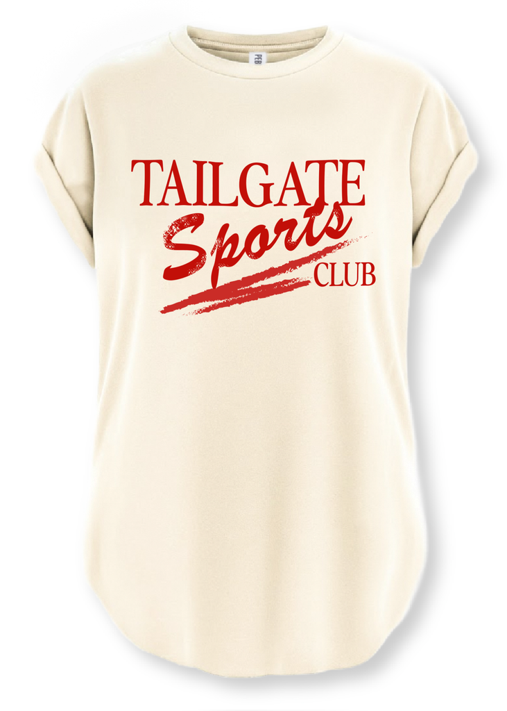 pebby forevee Side Slit Tee TAILGATE SPORTS CLUB SIDE SLIT TEE (RED)