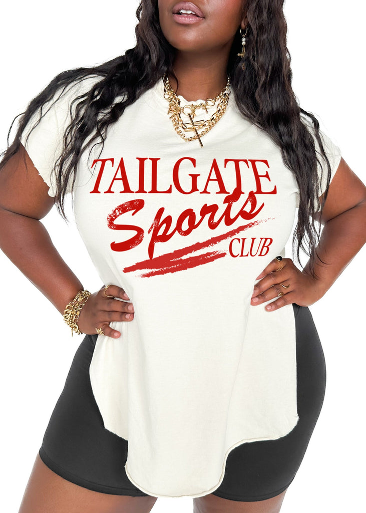 pebby forevee Side Slit Tee TAILGATE SPORTS CLUB SIDE SLIT TEE (RED)