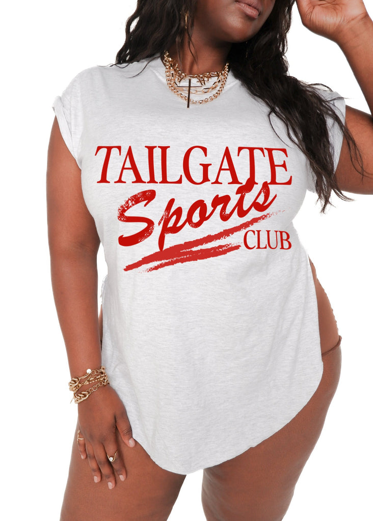 pebby forevee Side Slit Tee TAILGATE SPORTS CLUB SIDE SLIT TEE (RED)