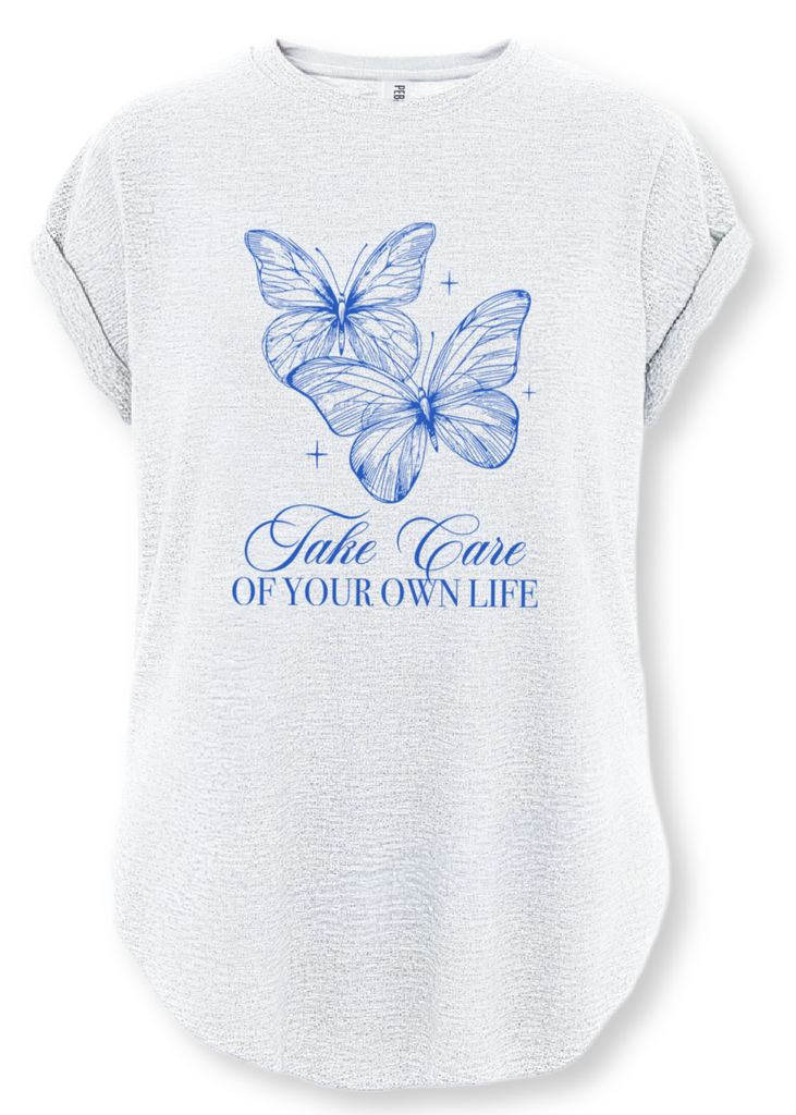 pebby forevee Side Slit Tee TAKE CARE OF YOUR OWN LIFE SIDE SLIT TEE