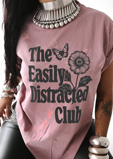 Pebby Forevee Side Slit Tee THE EASILY DISTRACTED CLUB BLEACHED OUT SIDE SLIT TEE