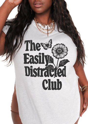 pebby forevee Side Slit Tee THE EASILY DISTRACTED CLUB SIDE SLIT TEE