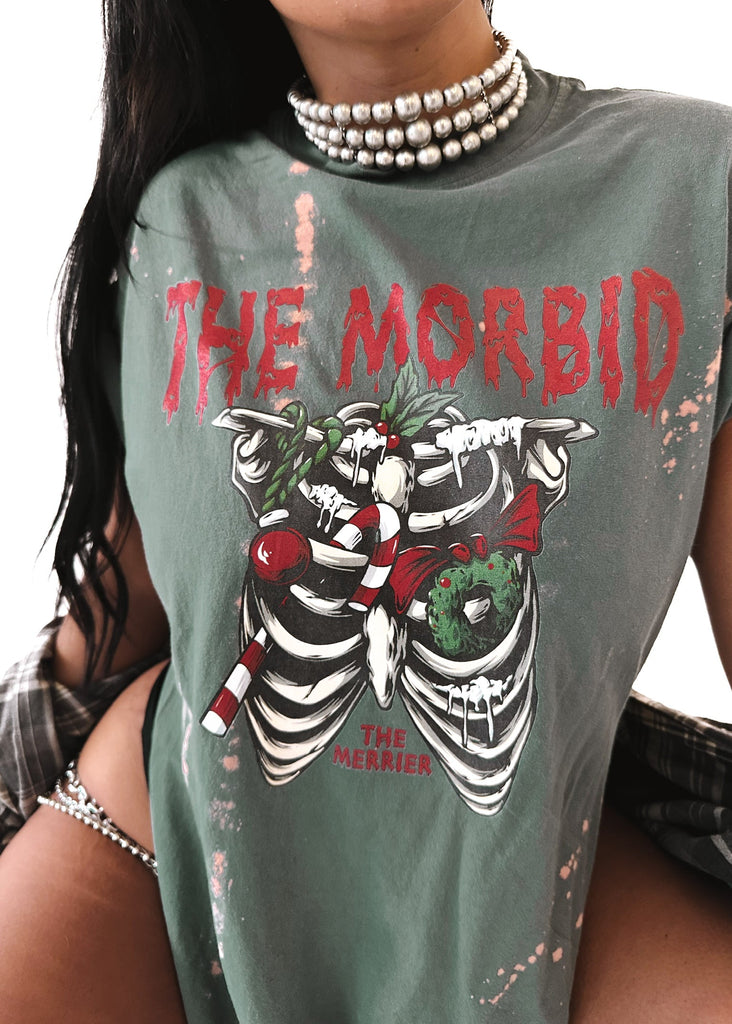 pebby forevee Side Slit Tee THE MORBID THE MERRIER BLEACHED OUT SIDE SLIT TEE