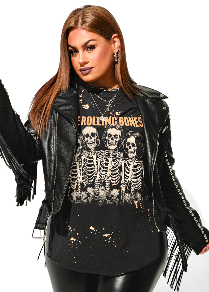 pebby forevee Side Slit Tee THE ROLLING BONES BLEACHED OUT SIDE SLIT TEE