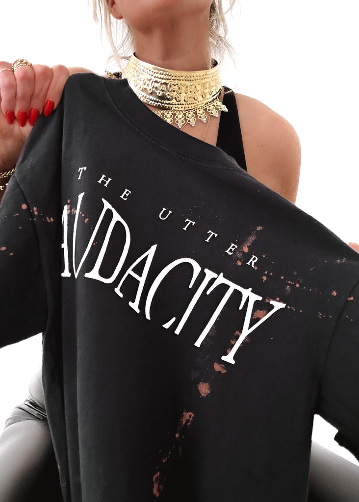 pebby forevee Side Slit Tee THE UTTER AUDACITY BLEACHED OUT SIDE SLIT TEE