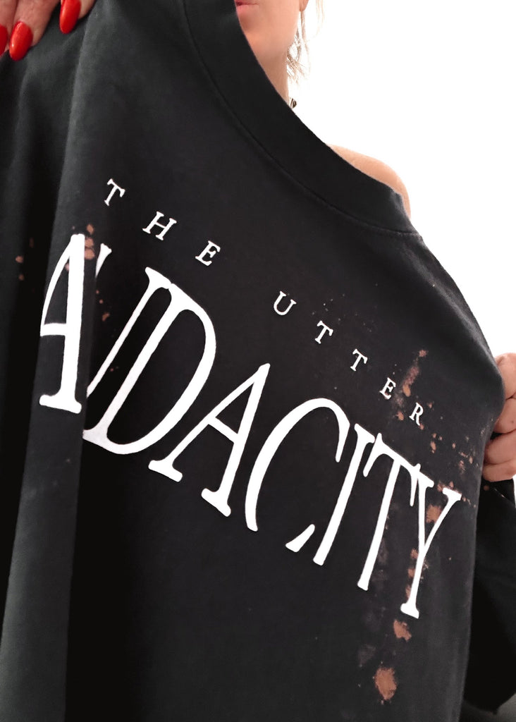 pebby forevee Side Slit Tee THE UTTER AUDACITY BLEACHED OUT SIDE SLIT TEE