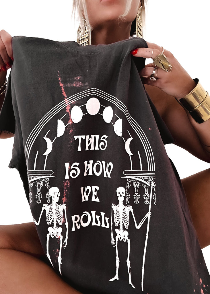 pebby forevee Side Slit Tee THIS IS HOW WE ROLL BLEACHED OUT SIDE SLIT TEE