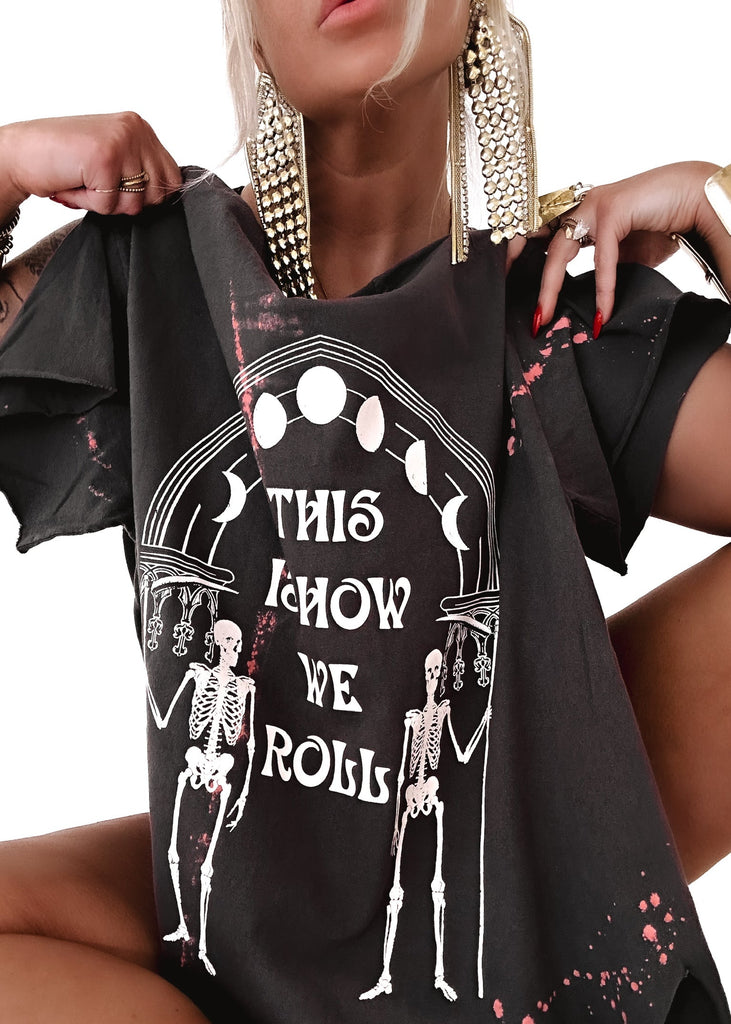 pebby forevee Side Slit Tee THIS IS HOW WE ROLL BLEACHED OUT SIDE SLIT TEE