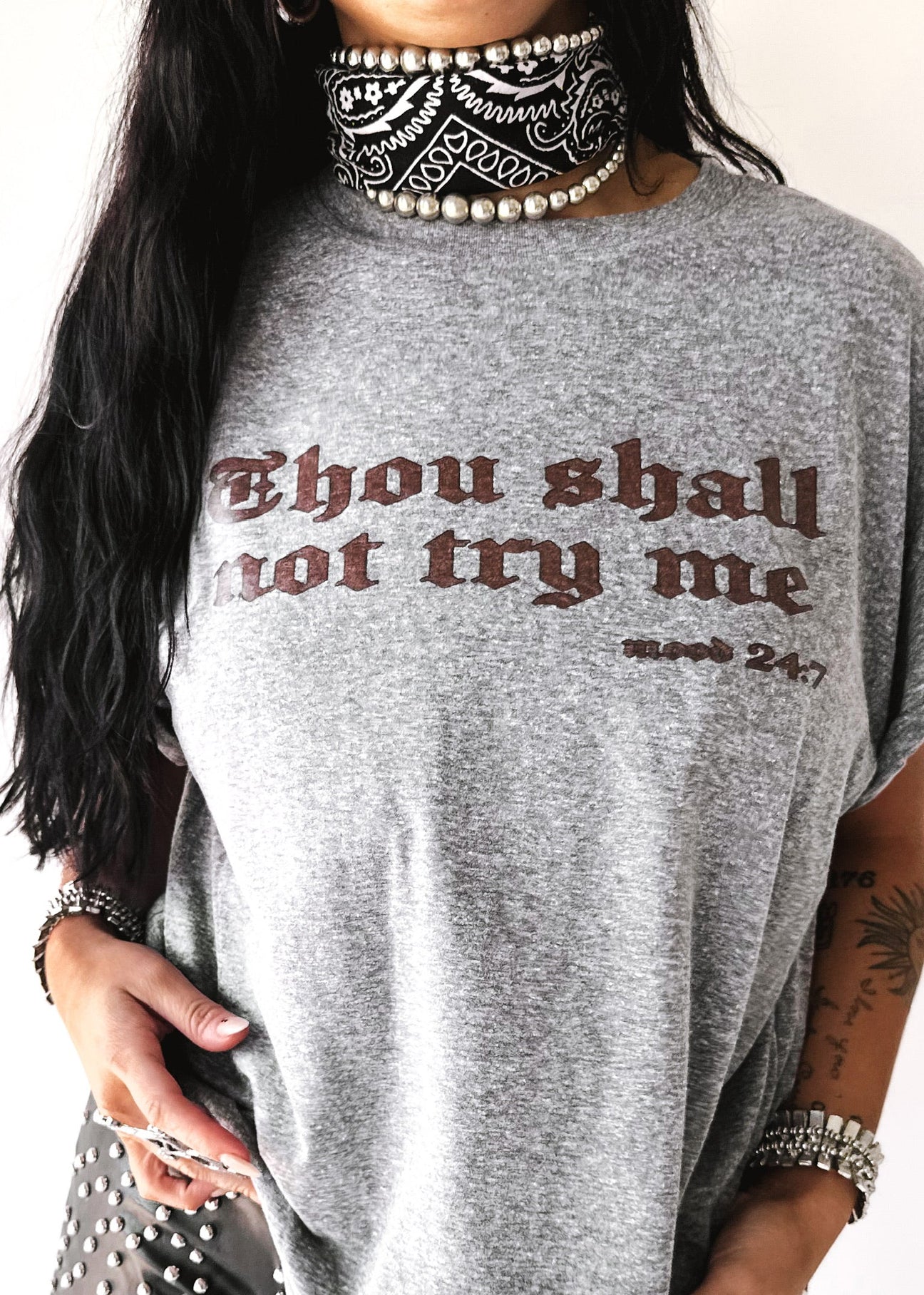pebby forevee Side Slit Tee THOU SHALL NOT TRY ME SIDE SLIT TEE