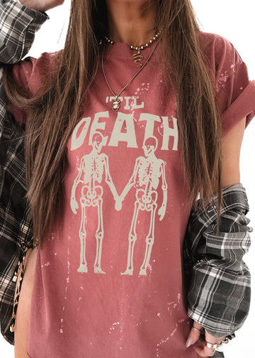 pebby forevee Side Slit Tee 'TIL DEATH BLEACHED OUT SIDE SLIT TEE