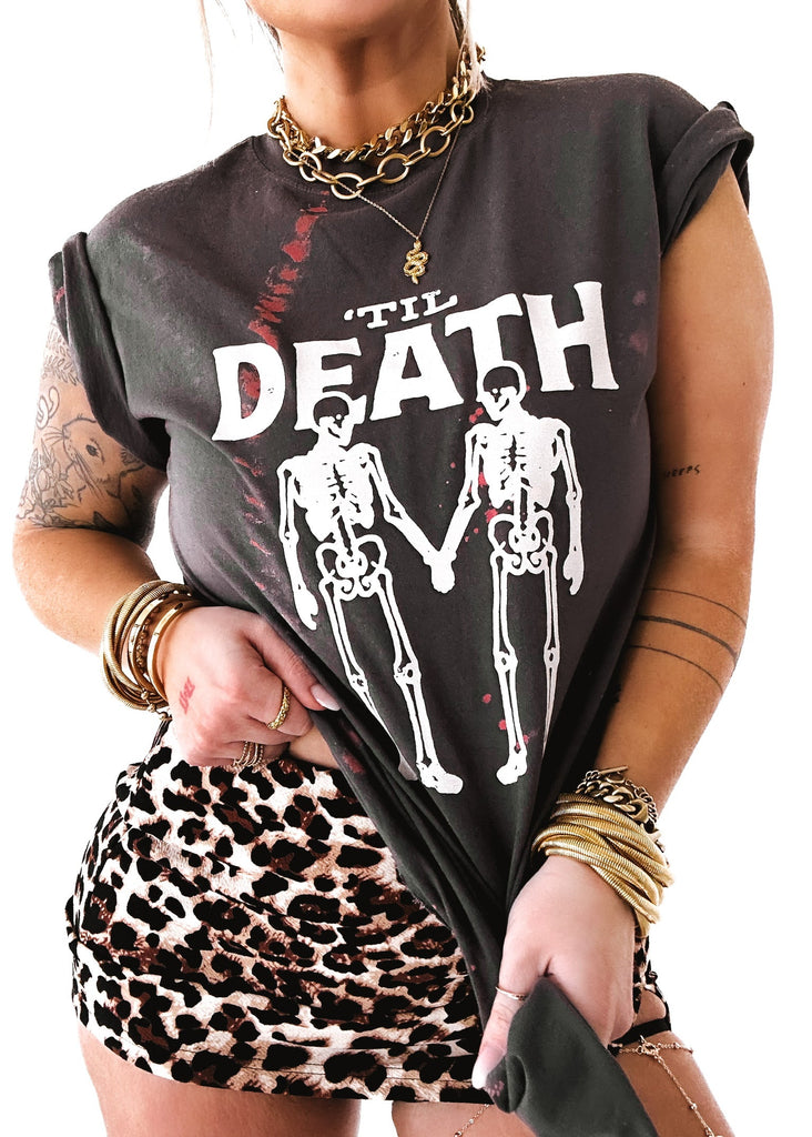 pebby forevee Side Slit Tee 'TIL DEATH BLEACHED OUT SIDE SLIT TEE