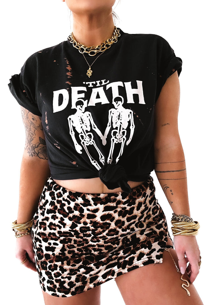 pebby forevee Side Slit Tee 'TIL DEATH BLEACHED OUT SIDE SLIT TEE