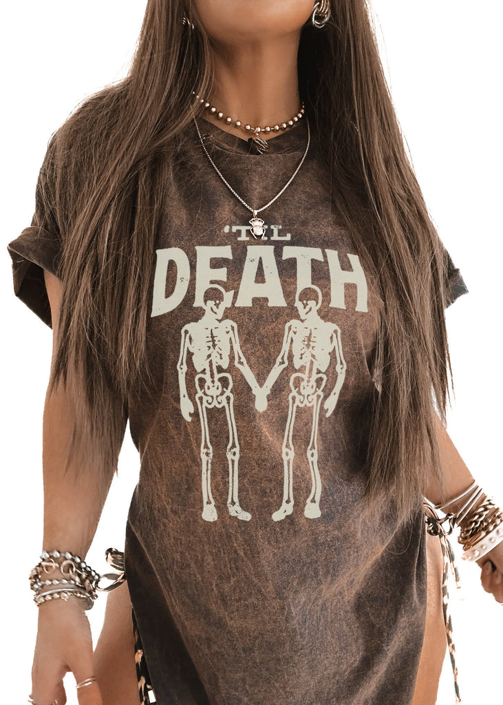 pebby forevee Side Slit Tee 'TIL DEATH DESTRUCTED SIDE SLIT TEE