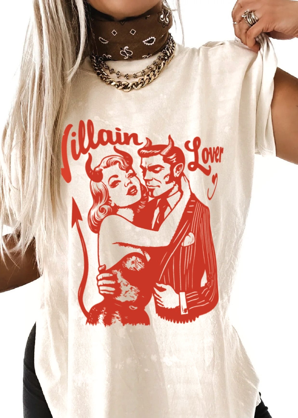 pebby forevee Side Slit Tee VILLAIN LOVER BLEACHED OUT SIDE SLIT TEE