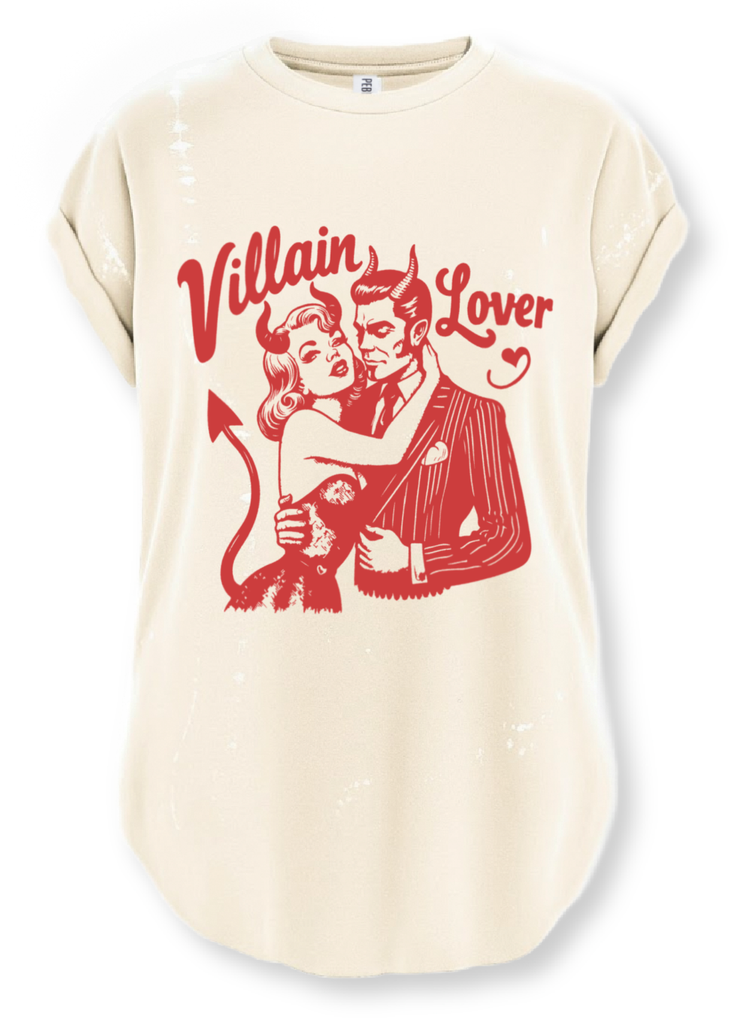 pebby forevee Side Slit Tee VILLAIN LOVER BLEACHED OUT SIDE SLIT TEE