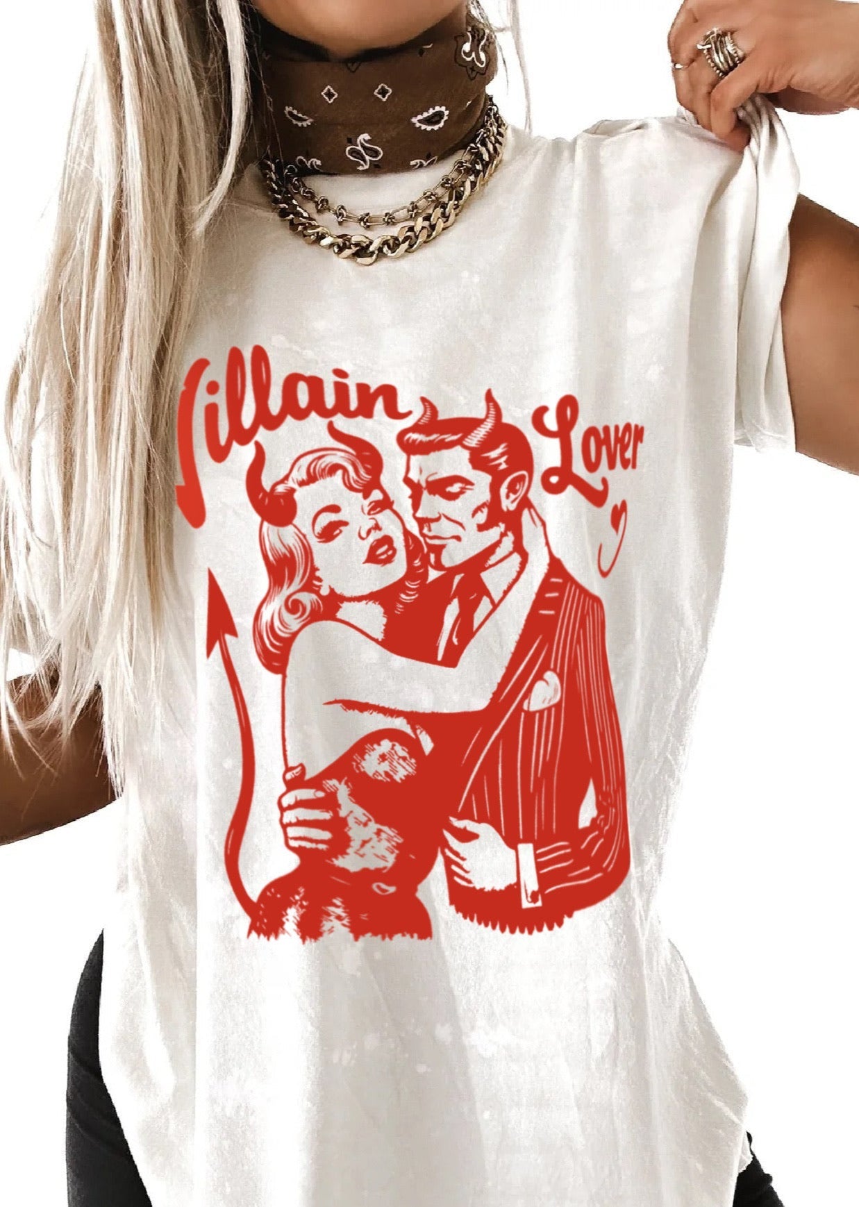 pebby forevee Side Slit Tee VILLAIN LOVER BLEACHED OUT SIDE SLIT TEE