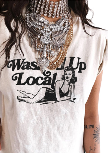pebby forevee Side Slit Tee WASHED UP LOCAL BLEACHED OUT SIDE SLIT TEE