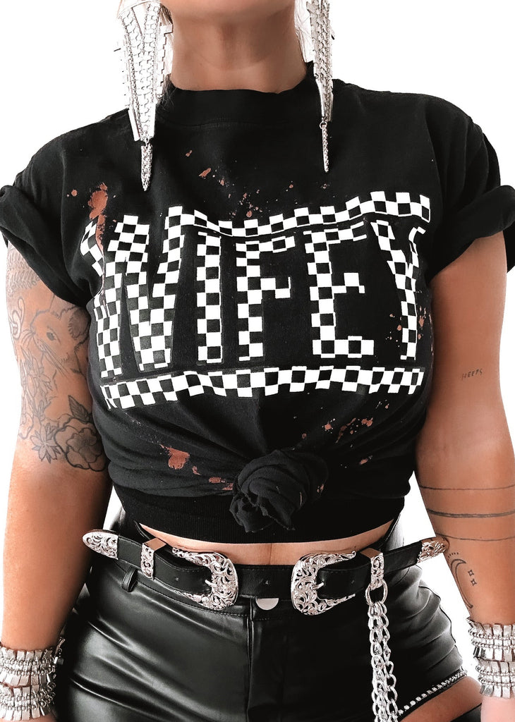 Side Slit Tee WIFEY BLEACHED OUT SIDE SLIT TEE – Pebby Forevee