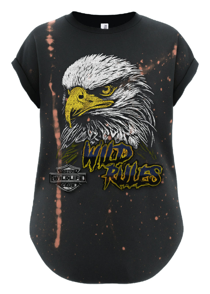 pebby forevee Side Slit Tee WILD RULES BLEACHED OUT SIDE SLIT TEE