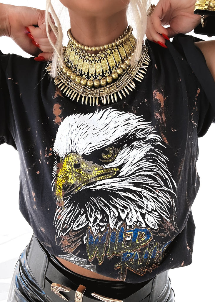 pebby forevee Side Slit Tee WILD RULES BLEACHED OUT SIDE SLIT TEE