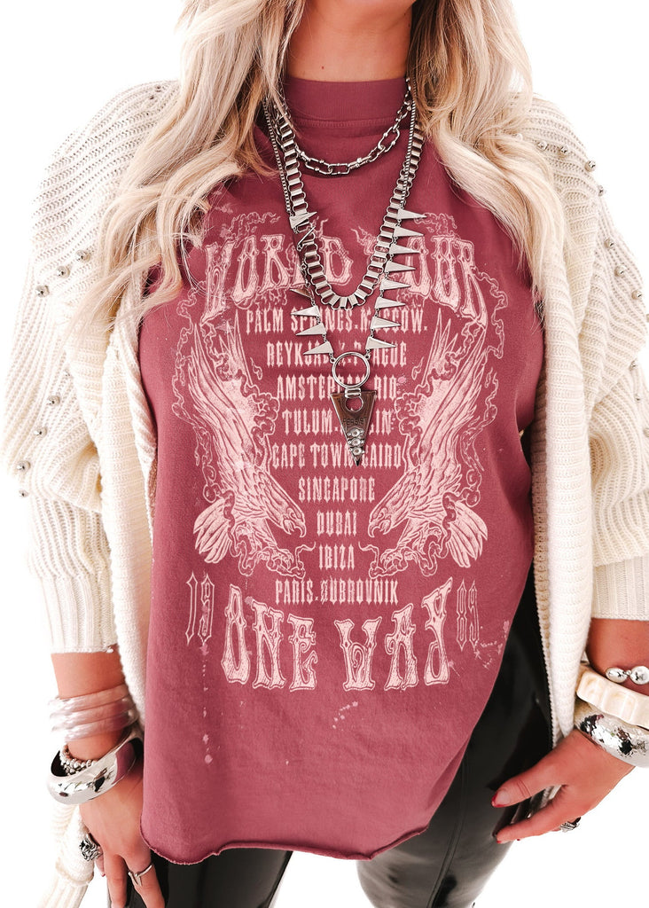pebby forevee Side Slit Tee WORLD TOUR BLEACHED OUT SIDE SLIT TEE