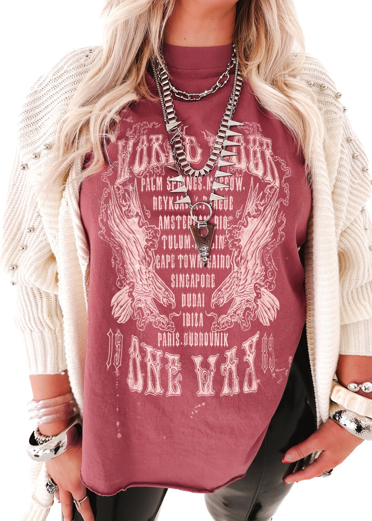 pebby forevee Side Slit Tee WORLD TOUR BLEACHED OUT SIDE SLIT TEE