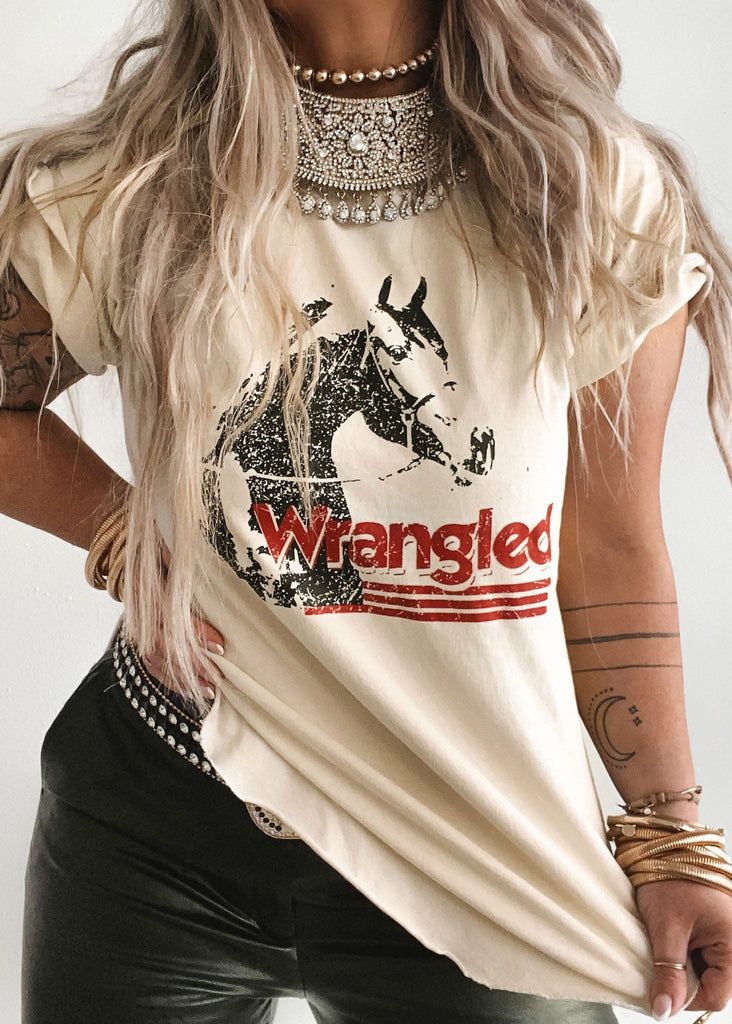 pebby forevee Side Slit Tee WRANGLED SIDE SLIT TEE